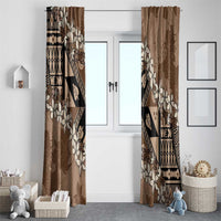 Bula Fiji Plumeria Tagimoucia Salusalu Mocha Window Curtain Kaiviti Masi LT7 - Polynesian Pride