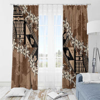 Bula Fiji Plumeria Tagimoucia Salusalu Mocha Window Curtain Kaiviti Masi LT7 - Polynesian Pride