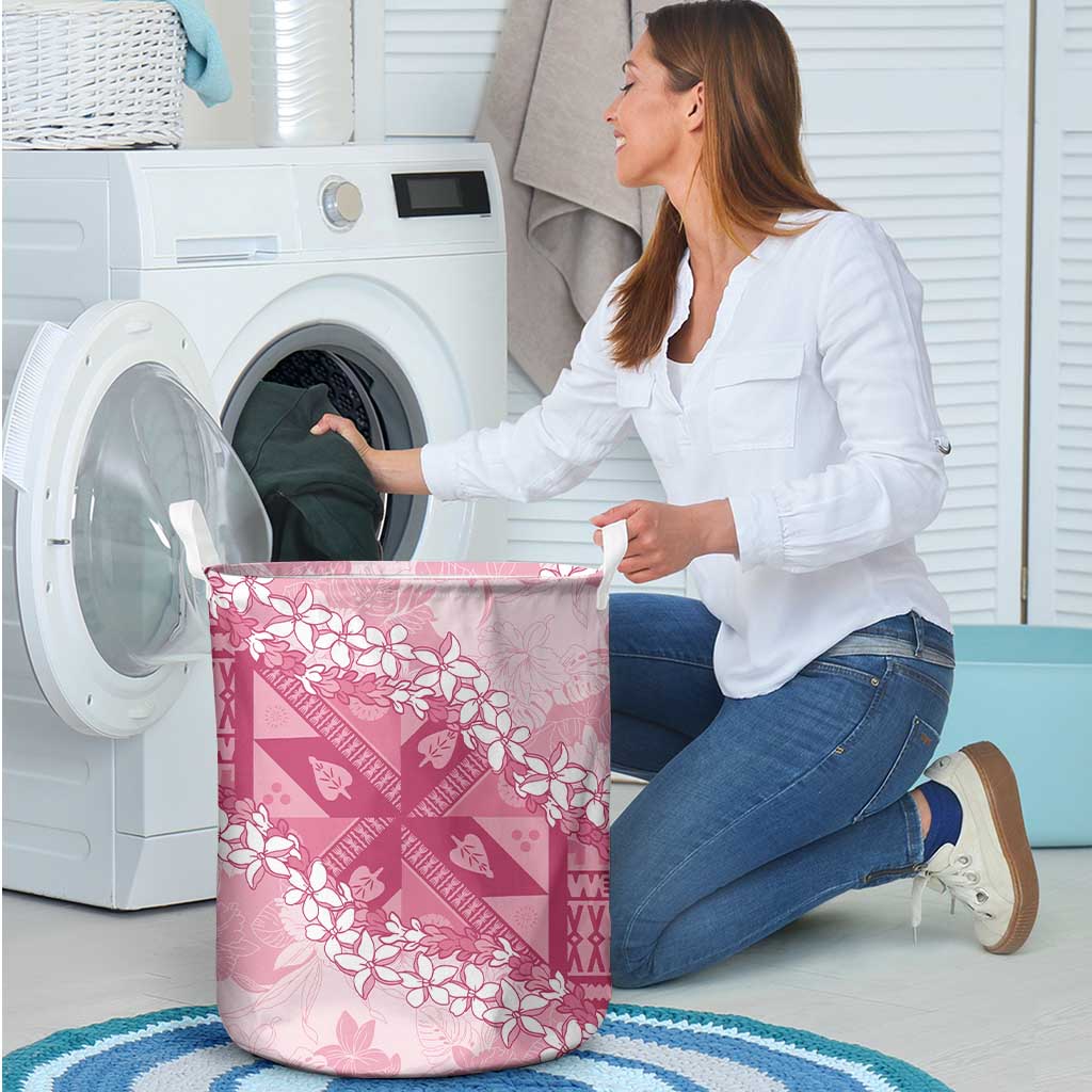 Bula Fiji Plumeria Tagimoucia Salusalu Pink Laundry Basket Kaiviti Masi LT7 - Polynesian Pride
