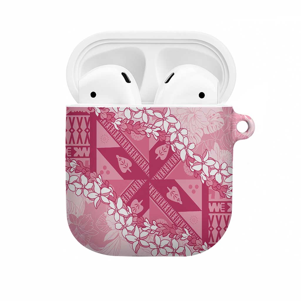 Bula Fiji Plumeria Tagimoucia Salusalu Pink AirPods Case Kaiviti Masi - Polynesian Pride