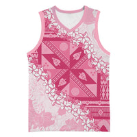 Bula Fiji Plumeria Tagimoucia Salusalu Pink Basketball Jersey Kaiviti Masi - Polynesian Pride