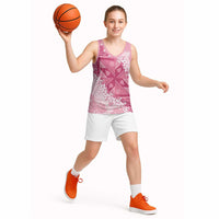 Bula Fiji Plumeria Tagimoucia Salusalu Pink Basketball Jersey Kaiviti Masi - Polynesian Pride