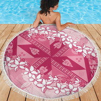 Bula Fiji Plumeria Tagimoucia Salusalu Pink Beach Blanket Kaiviti Masi LT7 - Polynesian Pride