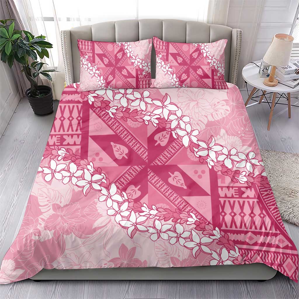 Bula Fiji Plumeria Tagimoucia Salusalu Pink Bedding Set Kaiviti Masi LT7 - Polynesian Pride