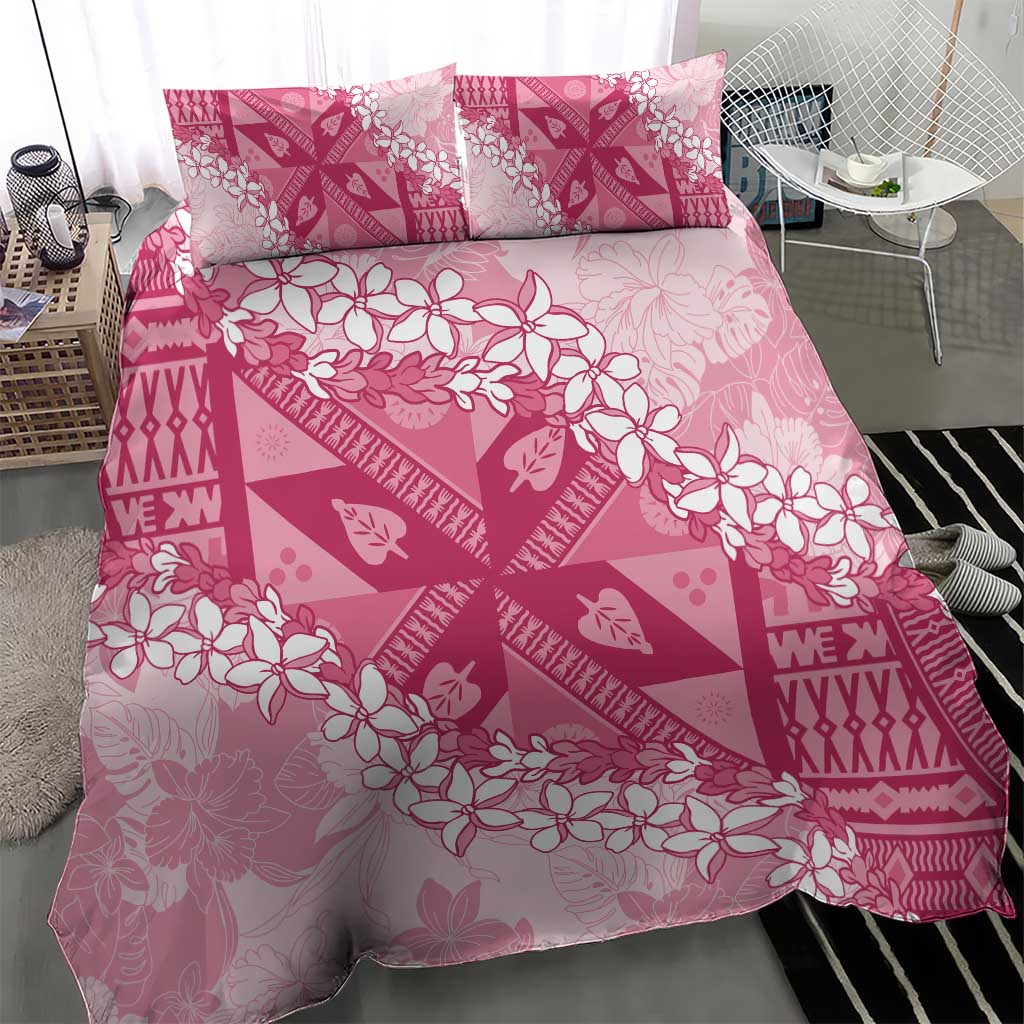 Bula Fiji Plumeria Tagimoucia Salusalu Pink Bedding Set Kaiviti Masi LT7 - Polynesian Pride