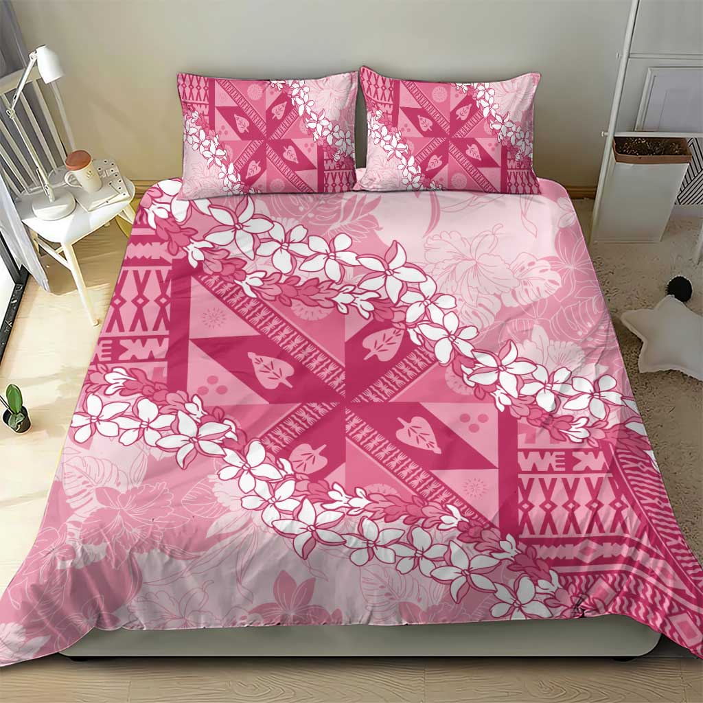 Bula Fiji Plumeria Tagimoucia Salusalu Pink Bedding Set Kaiviti Masi LT7 - Polynesian Pride