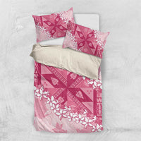 Bula Fiji Plumeria Tagimoucia Salusalu Pink Bedding Set Kaiviti Masi LT7 US Twin 172cm x 218cm Pink - Polynesian Pride