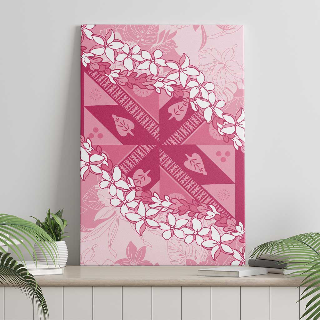Bula Fiji Plumeria Tagimoucia Salusalu Pink Canvas Wall Art Kaiviti Masi LT7 - Polynesian Pride