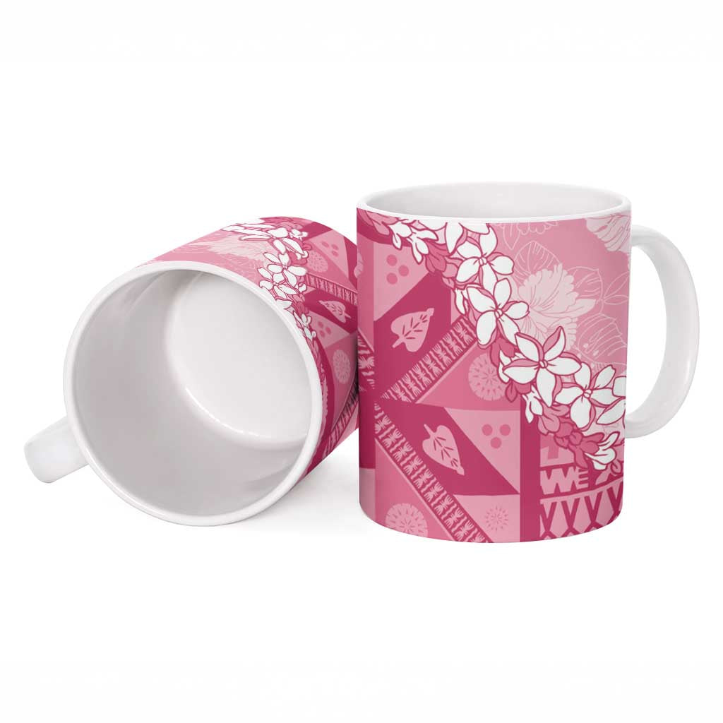 Bula Fiji Plumeria Tagimoucia Salusalu Pink Ceramic Mug Kaiviti Masi LT7 - Polynesian Pride