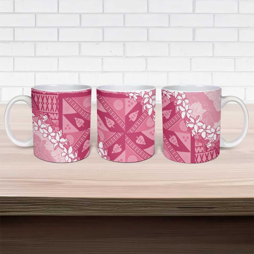 Bula Fiji Plumeria Tagimoucia Salusalu Pink Ceramic Mug Kaiviti Masi LT7 - Polynesian Pride