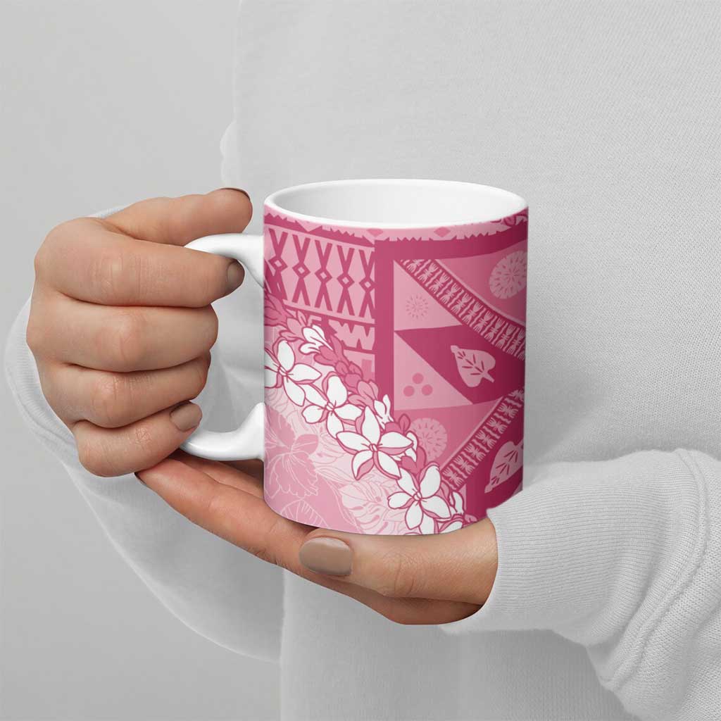 Bula Fiji Plumeria Tagimoucia Salusalu Pink Ceramic Mug Kaiviti Masi LT7 - Polynesian Pride