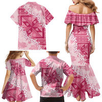 Bula Fiji Plumeria Tagimoucia Salusalu Pink Family Matching Mermaid Dress and Hawaiian Shirt Kaiviti Masi LT7 - Polynesian Pride