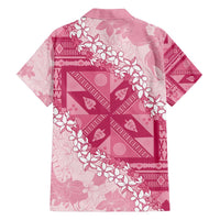 Bula Fiji Plumeria Tagimoucia Salusalu Pink Family Matching Off The Shoulder Long Sleeve Dress and Hawaiian Shirt Kaiviti Masi LT7 - Polynesian Pride