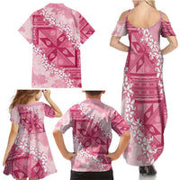 Bula Fiji Plumeria Tagimoucia Salusalu Pink Family Matching Summer Maxi Dress and Hawaiian Shirt Kaiviti Masi LT7 - Polynesian Pride