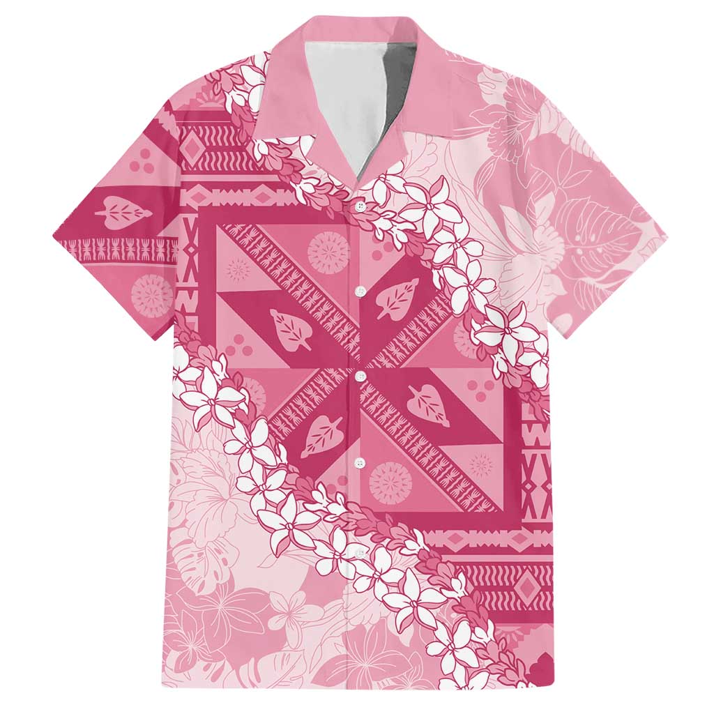 Bula Fiji Plumeria Tagimoucia Salusalu Pink Hawaiian Shirt Kaiviti Masi - Polynesian Pride