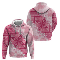 Bula Fiji Plumeria Tagimoucia Salusalu Pink Hoodie Kaiviti Masi - Polynesian Pride