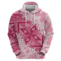 Bula Fiji Plumeria Tagimoucia Salusalu Pink Hoodie Kaiviti Masi - Polynesian Pride