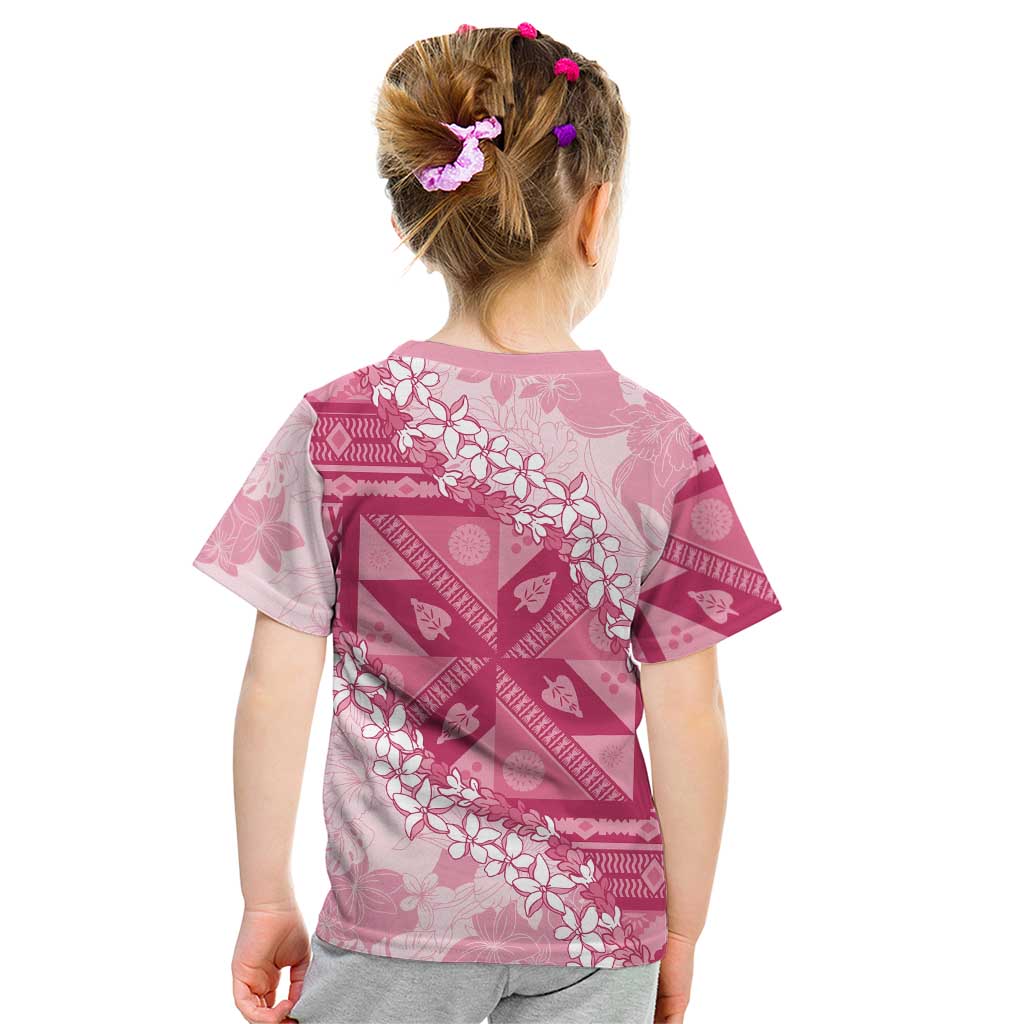 Bula Fiji Plumeria Tagimoucia Salusalu Pink Kid T Shirt Kaiviti Masi - Polynesian Pride