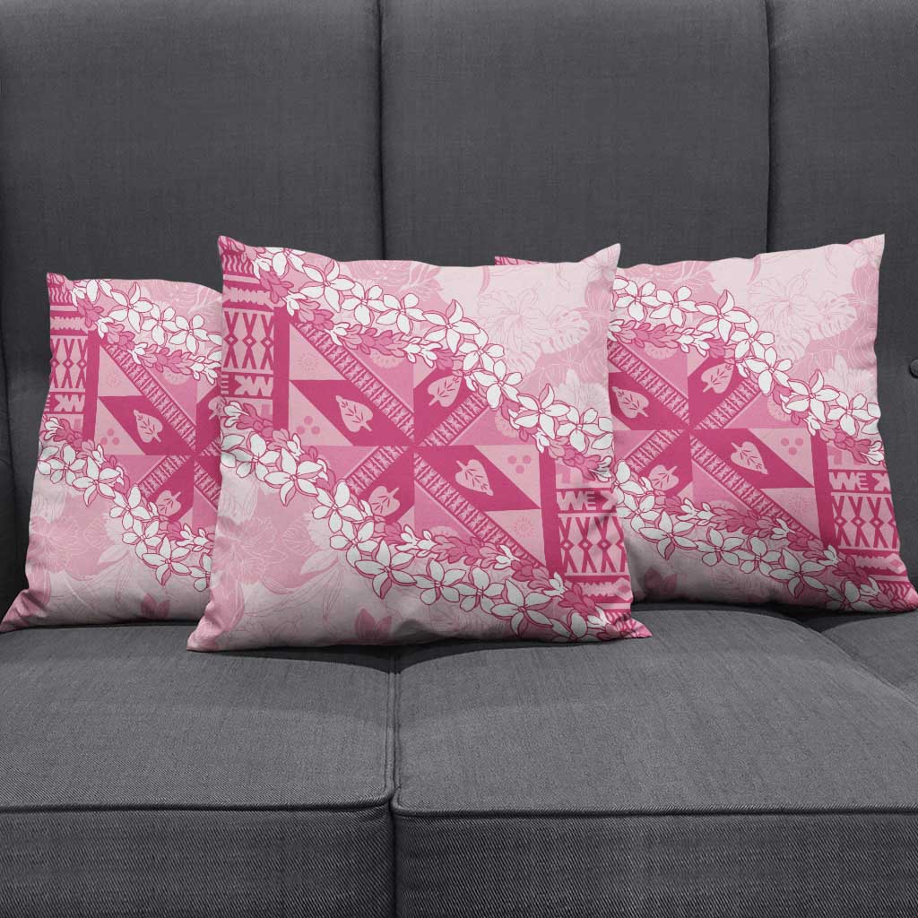 Bula Fiji Plumeria Tagimoucia Salusalu Pink Pillow Cover Kaiviti Masi LT7 - Polynesian Pride