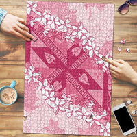 Bula Fiji Plumeria Tagimoucia Salusalu Pink Puzzle Kaiviti Masi LT7 Pink - Polynesian Pride