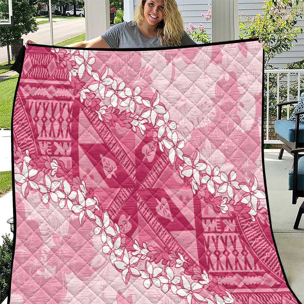Bula Fiji Plumeria Tagimoucia Salusalu Pink Quilt Kaiviti Masi LT7 Pink - Polynesian Pride
