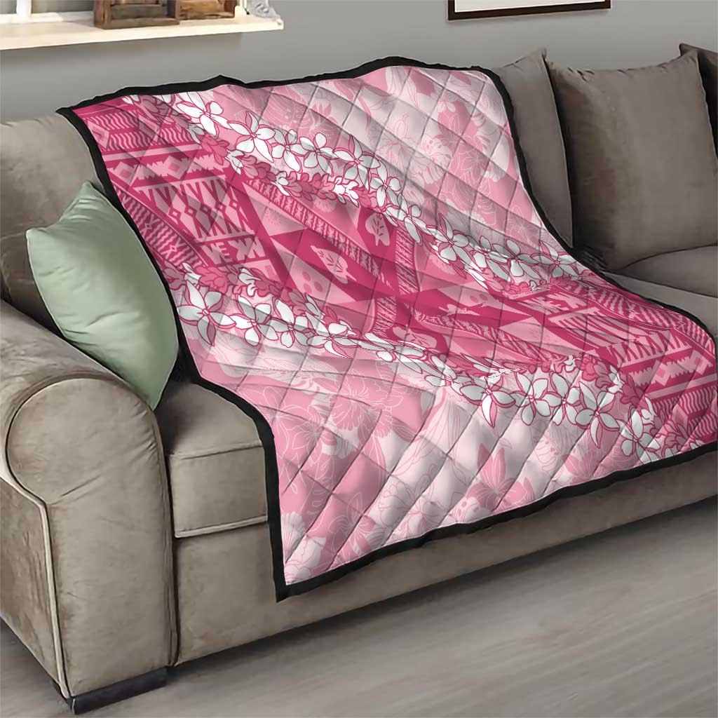 Bula Fiji Plumeria Tagimoucia Salusalu Pink Quilt Kaiviti Masi LT7 - Polynesian Pride