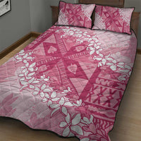 Bula Fiji Plumeria Tagimoucia Salusalu Pink Quilt Bed Set Kaiviti Masi - Polynesian Pride