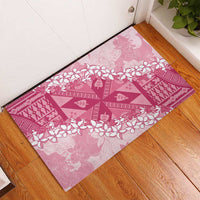 Bula Fiji Plumeria Tagimoucia Salusalu Pink Rubber Doormat Kaiviti Masi LT7 - Polynesian Pride