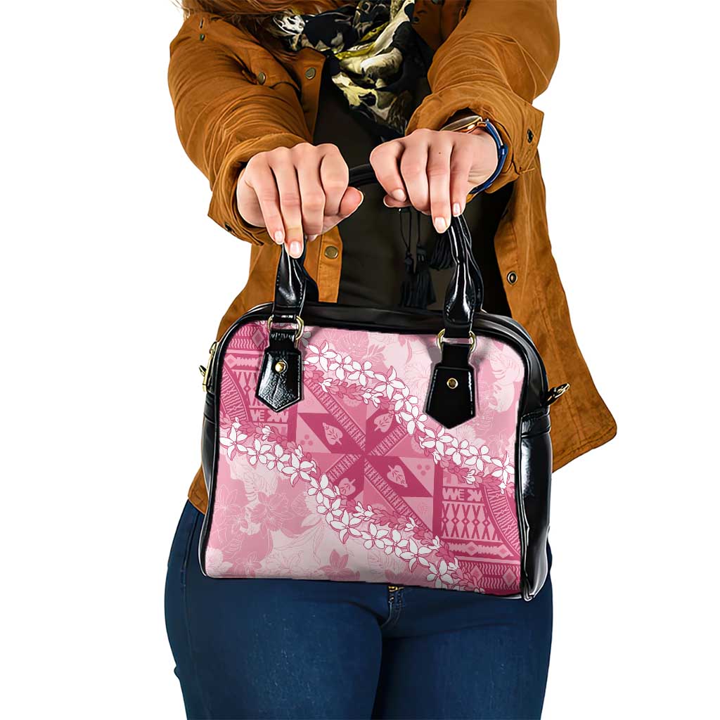 Bula Fiji Plumeria Tagimoucia Salusalu Pink Shoulder Handbag Kaiviti Masi LT7 One Size Pink - Polynesian Pride