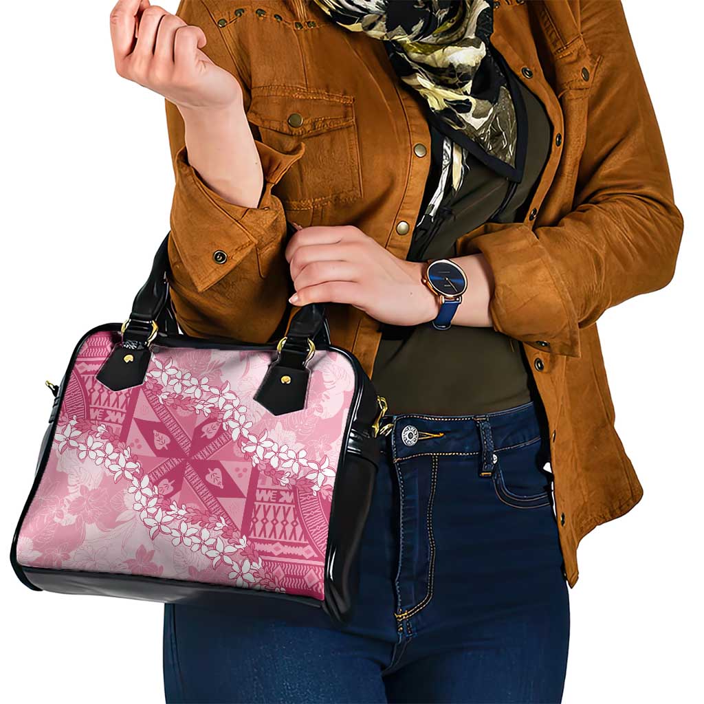 Bula Fiji Plumeria Tagimoucia Salusalu Pink Shoulder Handbag Kaiviti Masi LT7 - Polynesian Pride