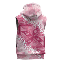 Bula Fiji Plumeria Tagimoucia Salusalu Pink Sleeveless Hoodie Kaiviti Masi - Polynesian Pride