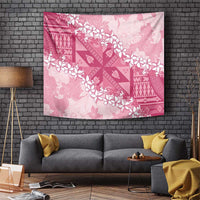 Bula Fiji Plumeria Tagimoucia Salusalu Pink Tapestry Kaiviti Masi LT7 Pink - Polynesian Pride