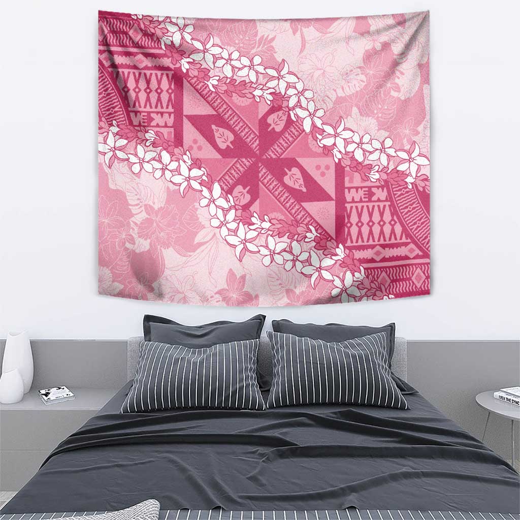 Bula Fiji Plumeria Tagimoucia Salusalu Pink Tapestry Kaiviti Masi LT7 - Polynesian Pride