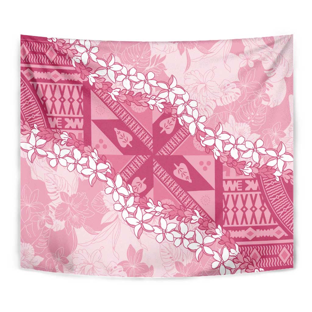 Bula Fiji Plumeria Tagimoucia Salusalu Pink Tapestry Kaiviti Masi LT7 - Polynesian Pride