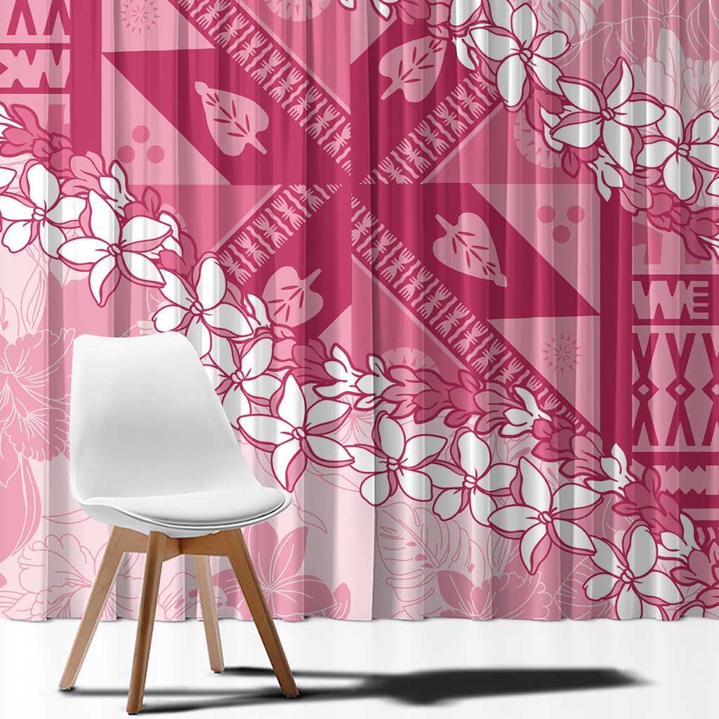 Bula Fiji Plumeria Tagimoucia Salusalu Pink Window Curtain Kaiviti Masi LT7 - Polynesian Pride