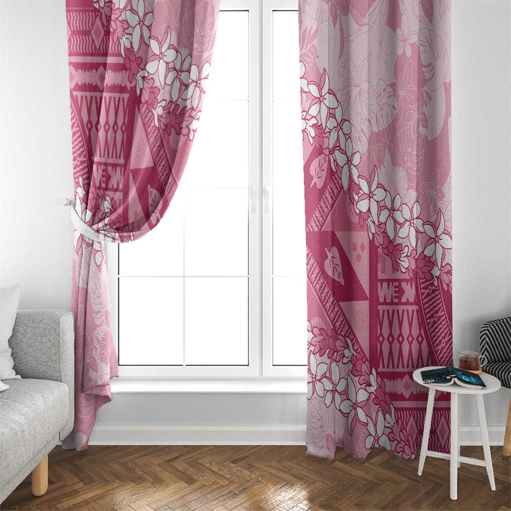 Bula Fiji Plumeria Tagimoucia Salusalu Pink Window Curtain Kaiviti Masi LT7 - Polynesian Pride