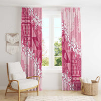 Bula Fiji Plumeria Tagimoucia Salusalu Pink Window Curtain Kaiviti Masi LT7 - Polynesian Pride