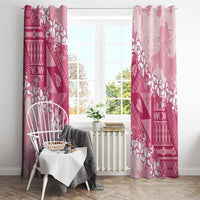 Bula Fiji Plumeria Tagimoucia Salusalu Pink Window Curtain Kaiviti Masi LT7 - Polynesian Pride