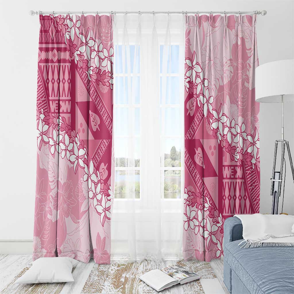 Bula Fiji Plumeria Tagimoucia Salusalu Pink Window Curtain Kaiviti Masi LT7 - Polynesian Pride