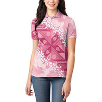 Bula Fiji Plumeria Tagimoucia Salusalu Pink Women Polo Shirt Kaiviti Masi LT7 - Polynesian Pride