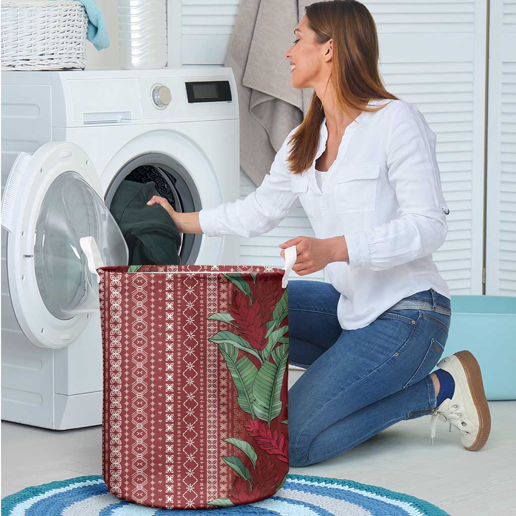 Women's Day Samoa Malu Tattoo Inspired Mix Teuila Laundry Basket Scarlet