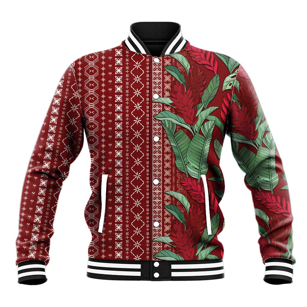 Women's Day Samoa Malu Tattoo Inspired Mix Teuila Baseball Jacket Scarlet