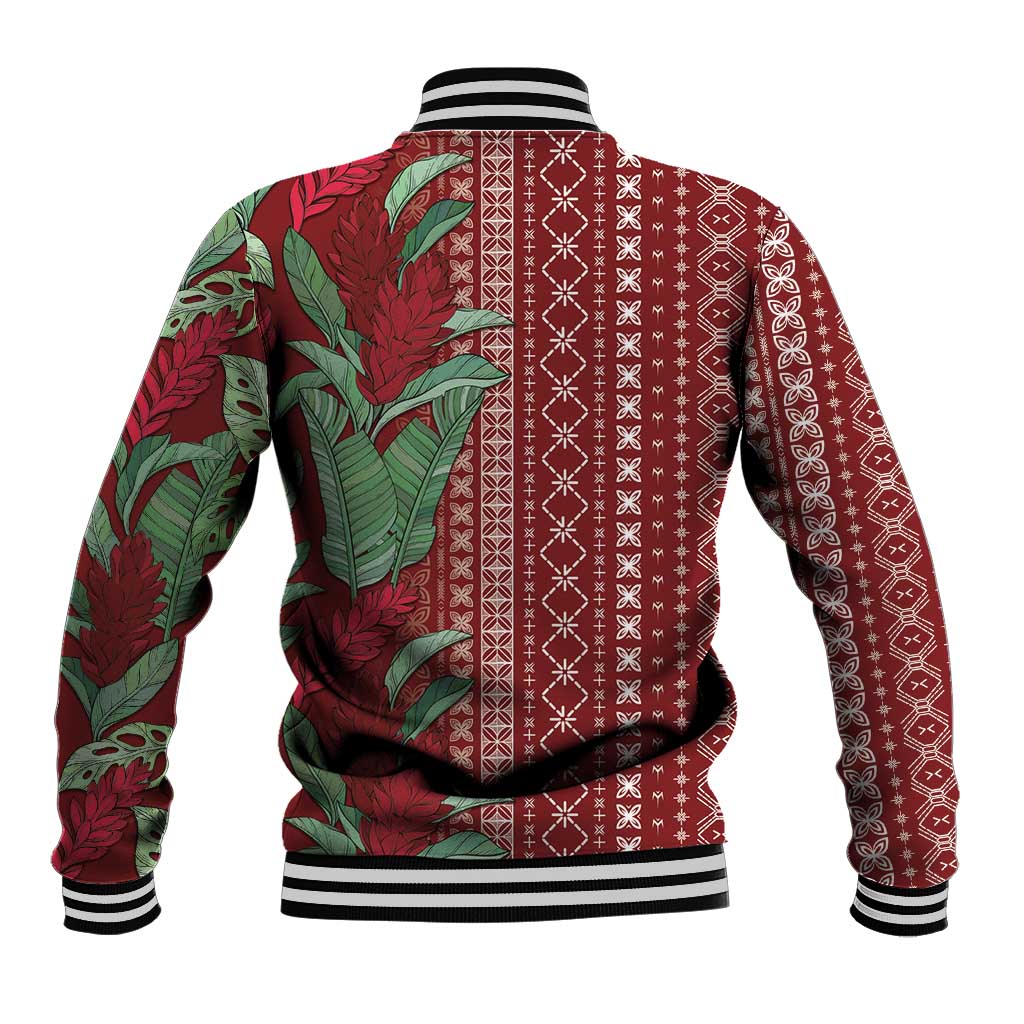 Women's Day Samoa Malu Tattoo Inspired Mix Teuila Baseball Jacket Scarlet