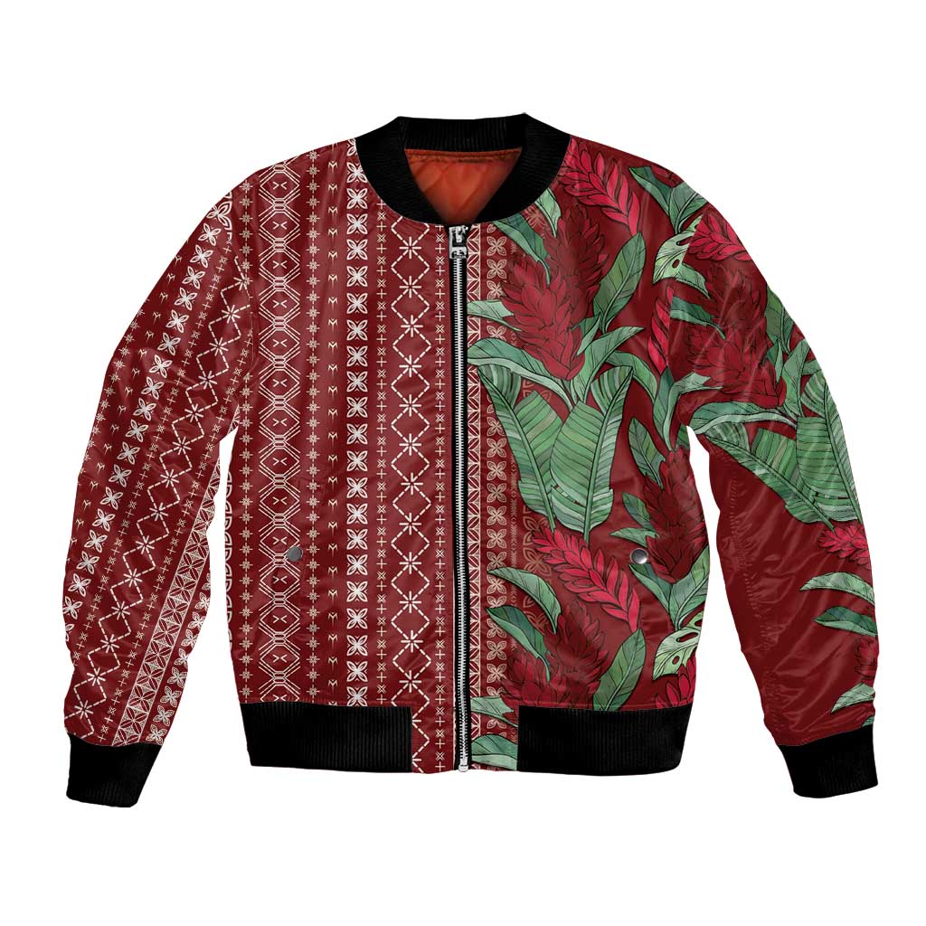 Women's Day Samoa Malu Tattoo Inspired Mix Teuila Bomber Jacket Scarlet
