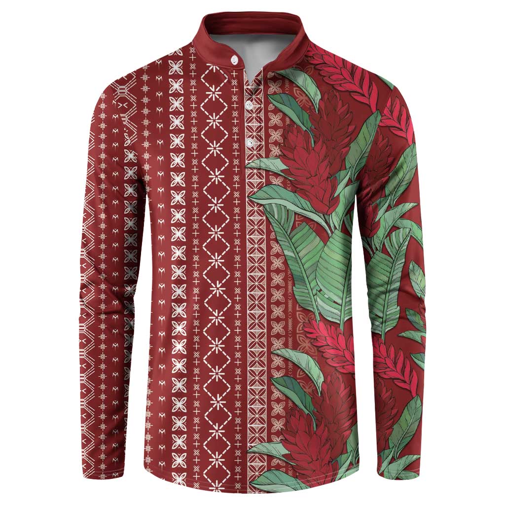 Women's Day Samoa Malu Tattoo Inspired Mix Teuila Button Sweatshirt Scarlet