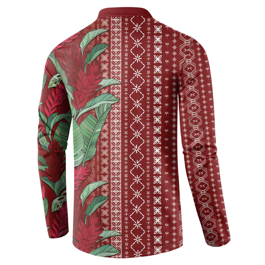 Women's Day Samoa Malu Tattoo Inspired Mix Teuila Button Sweatshirt Scarlet