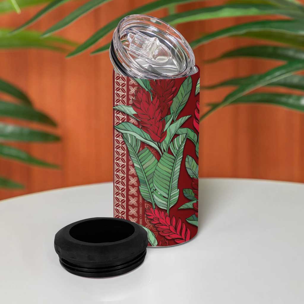 Women's Day Samoa Malu Tattoo Inspired Mix Teuila 4 in 1 Can Cooler Tumbler Scarlet