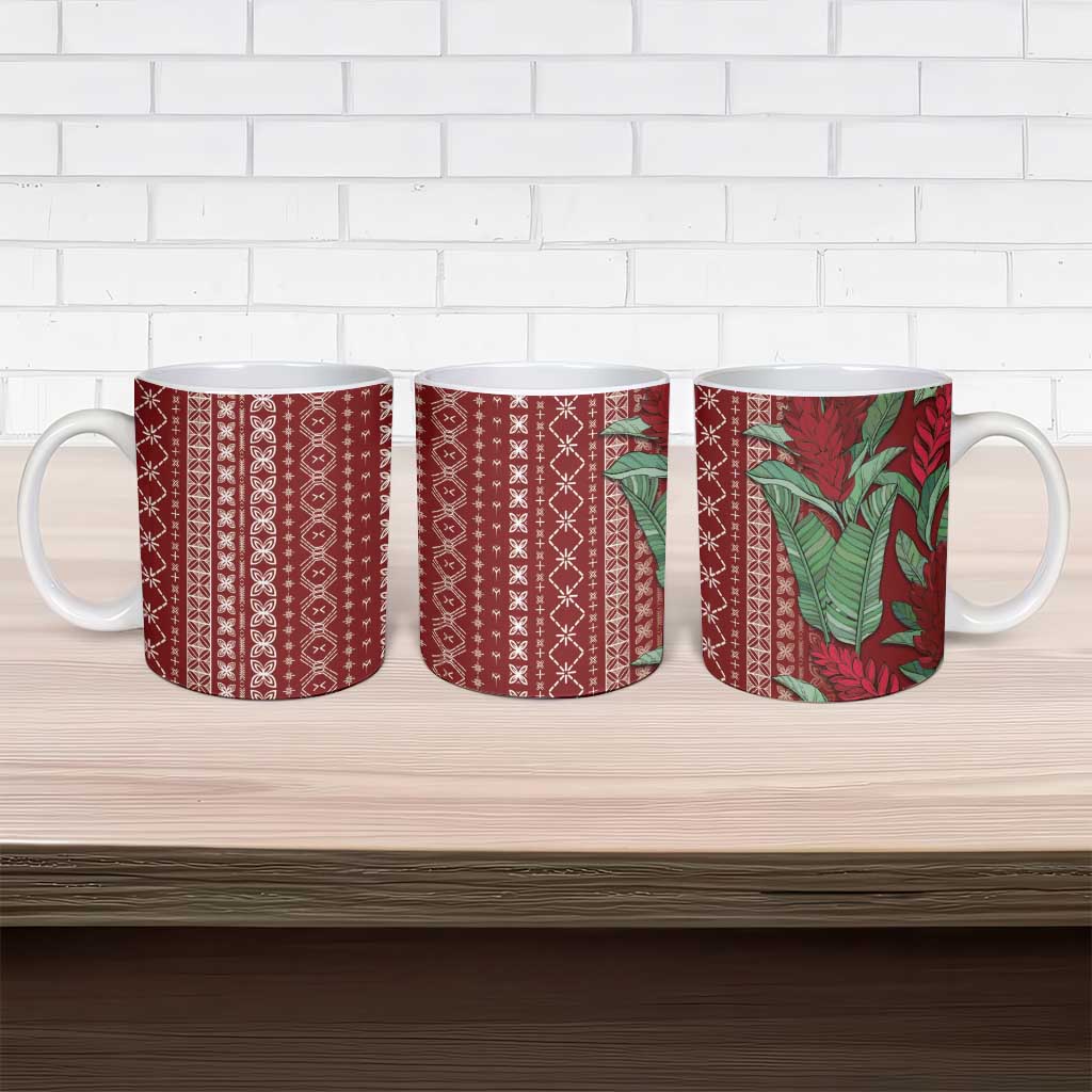 Women's Day Samoa Malu Tattoo Inspired Mix Teuila Ceramic Mug Scarlet