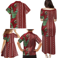 Women's Day Samoa Malu Tattoo Inspired Mix Teuila Family Matching Puletasi and Hawaiian Shirt Scarlet