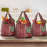 Women's Day Samoa Malu Tattoo Inspired Mix Teuila Grocery Bag Scarlet